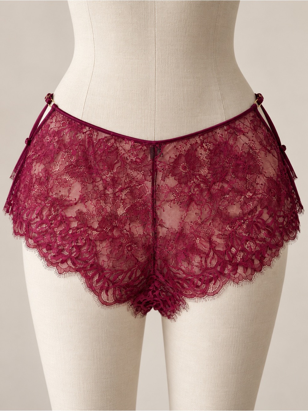 HONEY BIRDETTE Alessandra Lace Lingerie Shorts in Wine | XL
